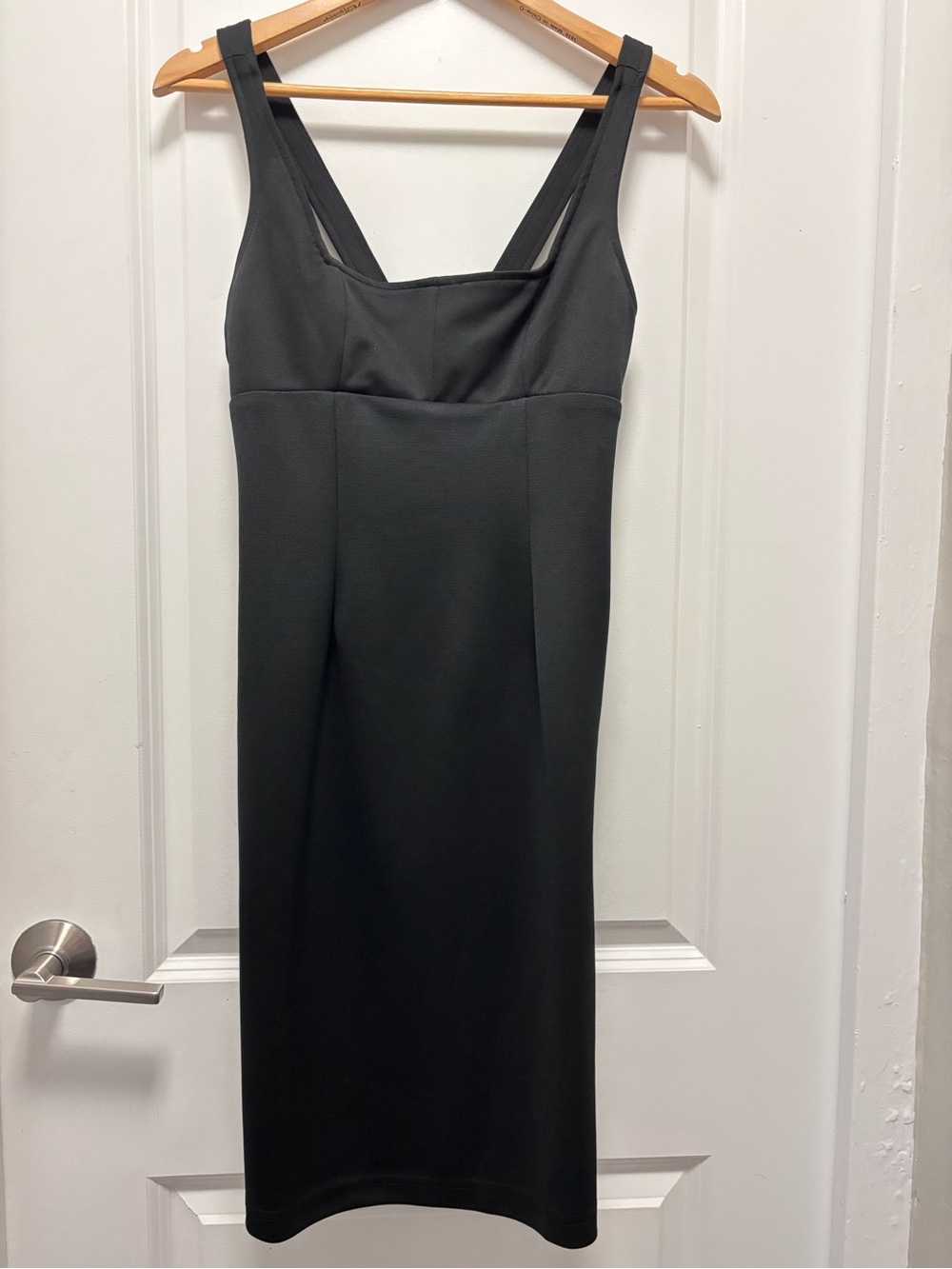 Hugo Buscati Black Square-Neck Midi Bodycon Dress